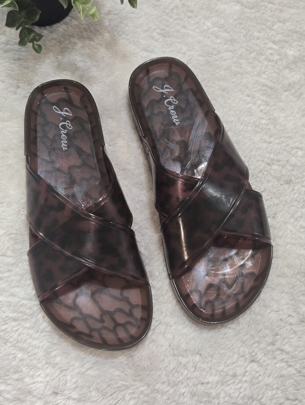 J. Crew Tortoiseshell Sumner Preppy Summer Y2K Jelly Slide Sandals, 9